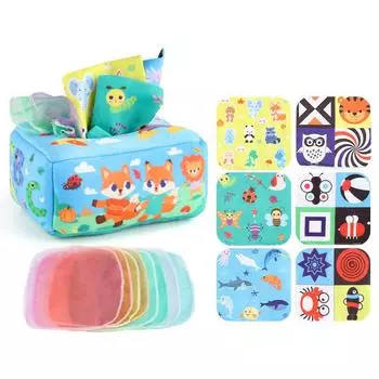 Baby Puzzle Early Education Cloth Book Toy Box Baby Ring Paper Cloth Book Simulation Number Letters Can T Be Torn And Drawn Tissue Box