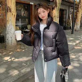Baby s breath down cotton jacket 2025 winter new Korean version of the short student warm cotton jacket for women M