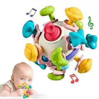 Baby Sensory Teething Toy Baby Teether Rattle Toys Baby Shower for Infant Newborn Birthday Toddler Educational Learning Toys Christmas Girls Ball