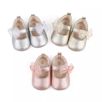 Детская обувь, повседневная, простая, кружевная, украшенная бантом, мягкая и удобная обувь для малышей 1