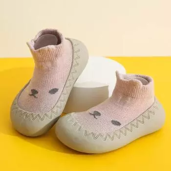 Baby Shoes Kids Soft Rubber Sole First Walkers Children Sock Shoes Non-slip Floor Socks Toddler Sock Shoes 0-4Y Boy Girl Booties 0-6 Months