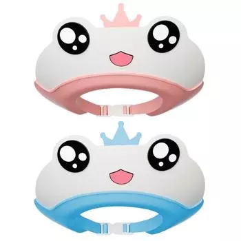 Baby Shower Cap Waterproof Cute Shower Cap Shield Bath Visor Anti-Slip Wash Hair Shield Bathing Protection Eye Ear Shampoo Caps синий