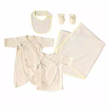 Baby Shower Gift Set of 5 Items Organic Cotton Newborn 6 Months Newborn Underwear 3 Colors Double Gauze Knit Fabric Made in Japan Kids Yellow [Pure жёлтый