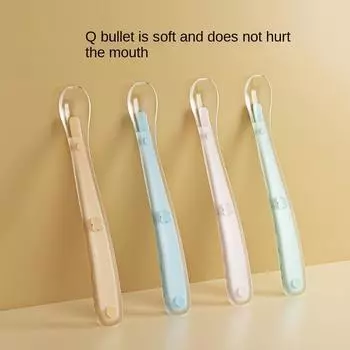 Baby Silicone Soft Spoon Children s Training Spoon Baby Feeding Silicone Soft Head Spoon Safety Soft Spoon Cosas De Bebe розовый