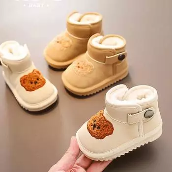 Baby Snow Boots Winter Plush Warm Cotton Shoe Soft Soled Baby Walking Shoes Anti Slip Breathable Children Cotton Shoe Girl Boot 17insole11cm коричневый