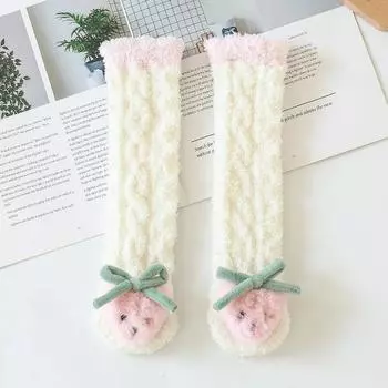 Baby Socks Fall Winter Warm Thickened Coral Velvet Newborn Baby Socks Warm Long Knee Cartoon Doll Children Socks Baby Clothes 1-5 Years