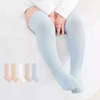 Детские чулки, противоскользящие однотонные детские длинные носки для девочек и мальчиков, хлопковые носки для новорожденных, От 0 до 3 лет 6-12M белый