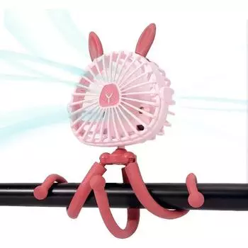 Baby Stroller Cooling Fan Portable Fan with Tripod Clip on Handheld Fan USB Rechargeable for Bed Car Seat Travel Camping синий