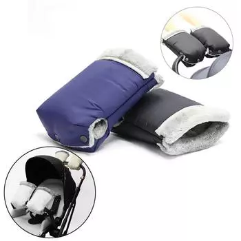 Baby Stroller Handlebar Gloves Winter Handlebar Mitts Windproof Thicken Warm Gloves Outdoor Baby Pram Handlebar Mitts Hand Cover чёрный