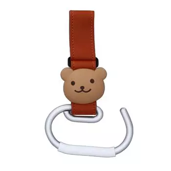 Baby Stroller Hook Cartoon Bear Decoration Multifunctional Portable Stroller Hanging Strap коричневый