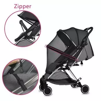 Baby Stroller Mosquito Net Full Cover Universal Summer Mesh Zipper Mosquito Insect Prevention Protection Bebies Pram Accessories черный белый
