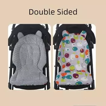 Baby Stroller Seat Cushion Cotton Infant Double-sided Seat Pad Thick Warm Universal Child Cart Mattress Mat Stroller Accessories серый