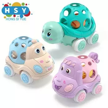Baby Stroller Toy with Rattle and Rolling Car,Educational Push and Play Truck, Durable Plastic, Uncharged, No Battery, Ideal Gift for Christmas 3pcs colorful cars