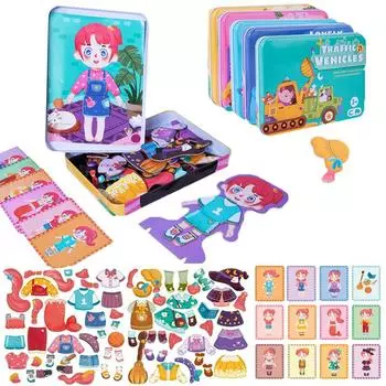 Детские игрушки 3D Магнитные головоломки Дорожные животные Игрушки для путешествий Одевание Пазлы Игры Раннее образование Воображение Игрушки Подарки для девочек
