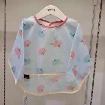 Baby Водонепроницаемый нагрудник с длинными рукавами, Нагрудник для детского питания, синий, 1 шт.