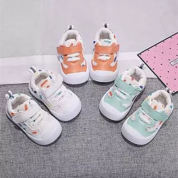 Baby Walking Shoes Spring Autumn Mesh Soft Soled Functional Boys Girls 1-3 Year Sneakers For Kids Baby Girl 17(insole 12.5cm) оранжевый