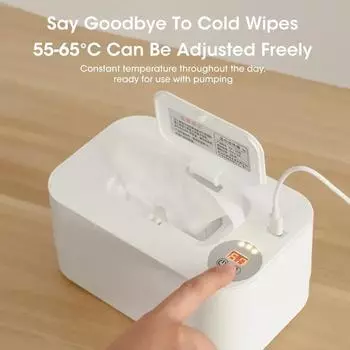Baby Wet Wipe Heater Warmer with LED Display Portable USB Baby Wipe Warmer Home/Car Napkin Heating Box Wet Towel Dispenser