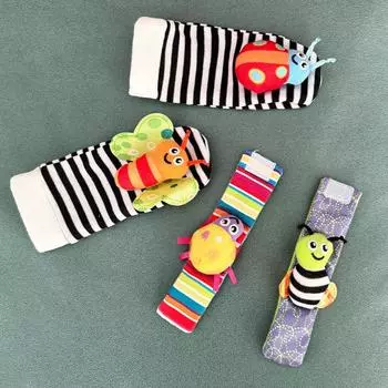 Baby Wrist Strap Socks Hand Rattle Cartoon Plush Newborn Watch Strap 0-3 Year Old Baby Toy Plush