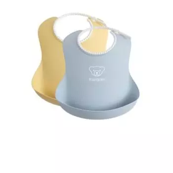 BabyBjorn нагрудник-нагрудник 2р, power желтый + пудрово-синий, 2 комплекта