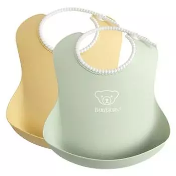 BabyBjorn нагрудник-нагрудник 2р, пудрово-желтый + пудрово-зеленый, 2 комплекта