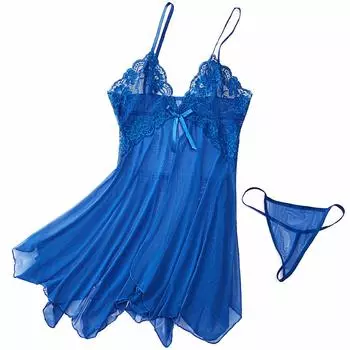 Babydoll Сексуальное элегантное пушистое и милое открытое прозрачное кружево вокруг груди и поставляется со шнурком [Synlala] Нижнее белье, прозрачное, развевающееся,