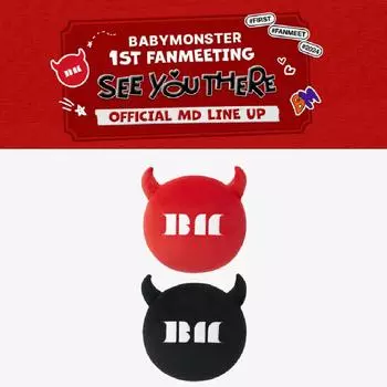 BABYMONSTER 1-я фан-встреча, УВИДИМСЯ ТАМ, плюшевая подушка с рогом и смайликами Black