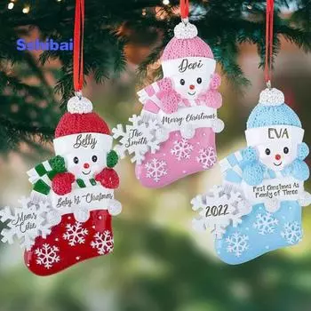 Babys First Christmas Ornament Яркий цвет с подвесной веревкой Снеговик Дизайн Акриловый рождественский орнамент розовый
