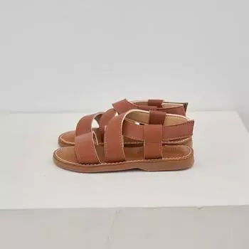 [BABYZZAM] Unisex double tip sandals brown, sandals, 7000029451, Popular Korean Shoes 220