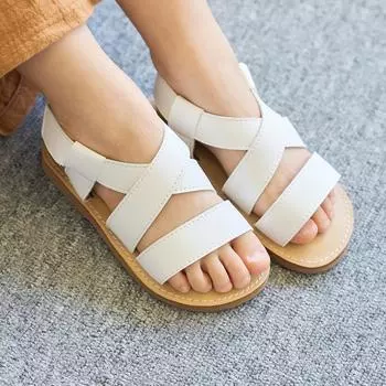 [BABYZZAM] Unisex double tip sandals white, sandals, 7000029450, Popular Korean Shoes 210