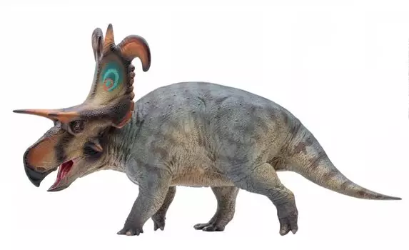 BACALYSO PNSO Growth Series 86 Lokiceratops Figure Horned Face Ceratopsian Herbivorous Dinosaur Ceratopsidae Cretaceous Period Class Dinosaur PVC Toy зелёный