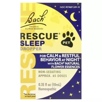 Bach, Rescue® Pet, капельница для сна, 0,35 жидких унций (10 мл)