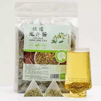 Bacilio Guihua Longjing Guihua Osmanthus Longin Longjing Сочетание османтуса и цветочного чая Bubble Flower в треугольном чайном пакетике Чай, чай, чай, чай,