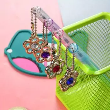 Back to school season 10pcs 0.5mm creative plum blossom gemstone pendant gel pen girly heart pendant pen cute stationery writing water-based pen белый