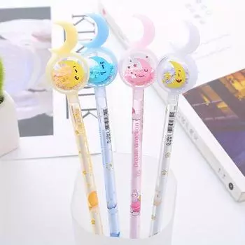 Back to school season 10pcs 0.5mm creative moon sequin gel pen high-value water pen small fresh stationery office supplies signature pen жёлтый