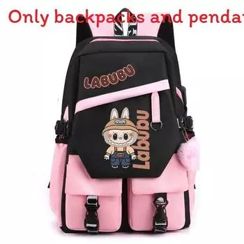 Backpack Capacity Large With Letter Print Design And Usb Teens For Pink 2