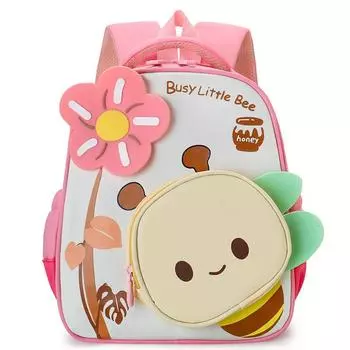 Backpack Cartoon Childrens With Small Bees And Flower Decorations For Daily Use