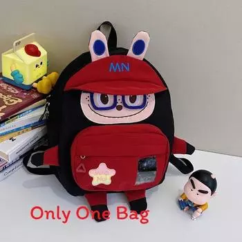 Backpack Casual Canvas With Spliced Print For Daily Commute And School