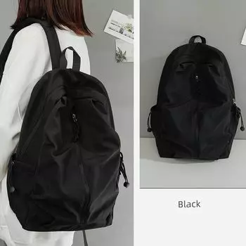 Backpack Female College Student Minimalist Lightweight Fashion Travel Large-Capacity Backpack Male High School Student Bag 2025 New Arrival Black