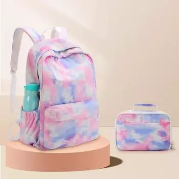 Рюкзак женский для учащихся средних и старших классов с принтом школьная сумка для путешествий на открытом воздухе сумка для обеда комбинированная синий