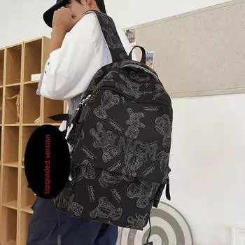 Backpack Female Preppy Style High School Student Cute Schoolbag Black Upgrade