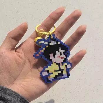 Backpack Hanging Pixel Figure Keychain Easten Fantasy Cartoon Figures Pendant Car Decoration Style A