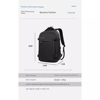 Backpack Men s Business Computer Bag Backpack Water Repellent High School Book Men s Bag Casual Bag High-End Bag Travel Bag Black large -18 inch luxury]