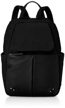 Backpack NEW Nylon x Leather Combination Series Front Pocket Mini Rucksack Y911105 Black [Isaac] Women s (10)