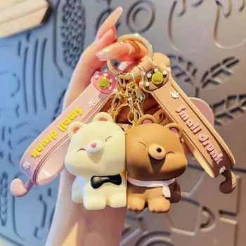 Backpack Pendant Cute Lovers Keyring Kawaii Cartoon Dog Key Ring Valentine s Day Style 2