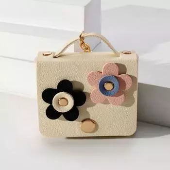 Backpack Pendant Flower Keychain Coin Bag Leather Flower Bag Keyring Backpack Decoration темно-синий