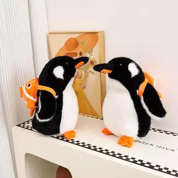 Backpack Penguin Plush Toy Doll Simulation Penguin Doll Bag Sleeping Pillow Doll Birthday Gift 33cm