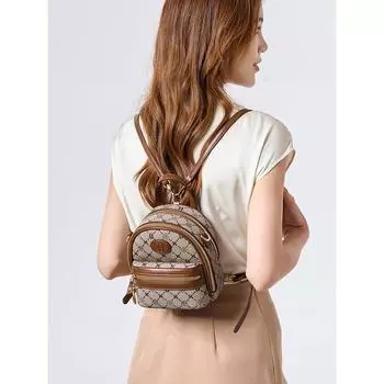 Backpack Shoulder Dual-Use Bag Women 2025 New Light Luxury Fashion Women Leisure Travel Pouch Multi-Purpose Package Khakis/caramel