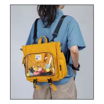 Backpack Simple Women s Multi-functional Single-shoulder Dual-purpose Bag High School Student Bag розовый