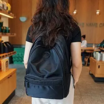 Backpack Women 2025 New Wide Shoulder Strap Lightweight Oxford Waterproof Cloth Backpack Cool GIRL S Travel Large Capacity Travel Bag Black
