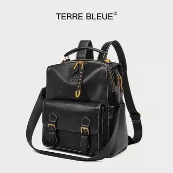 Backpack women s 2025 new retro British style college student schoolbag Korean version simple fashion travel backpack trendy чёрный
